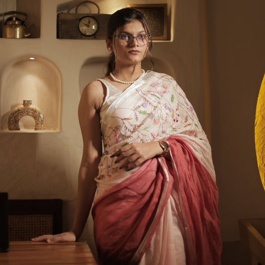 Linen embroidered dual shade