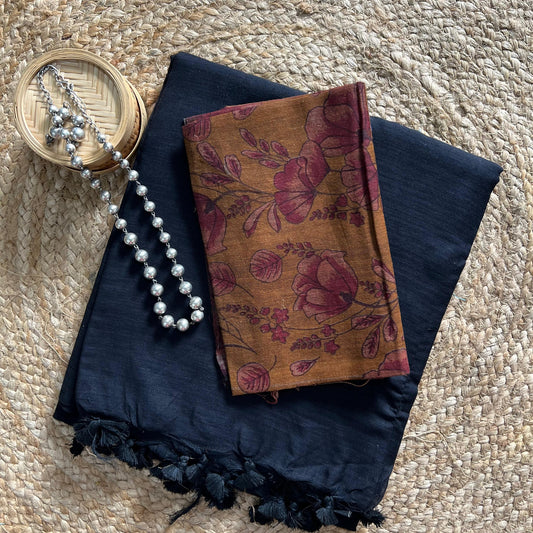 Black plain mul cotton