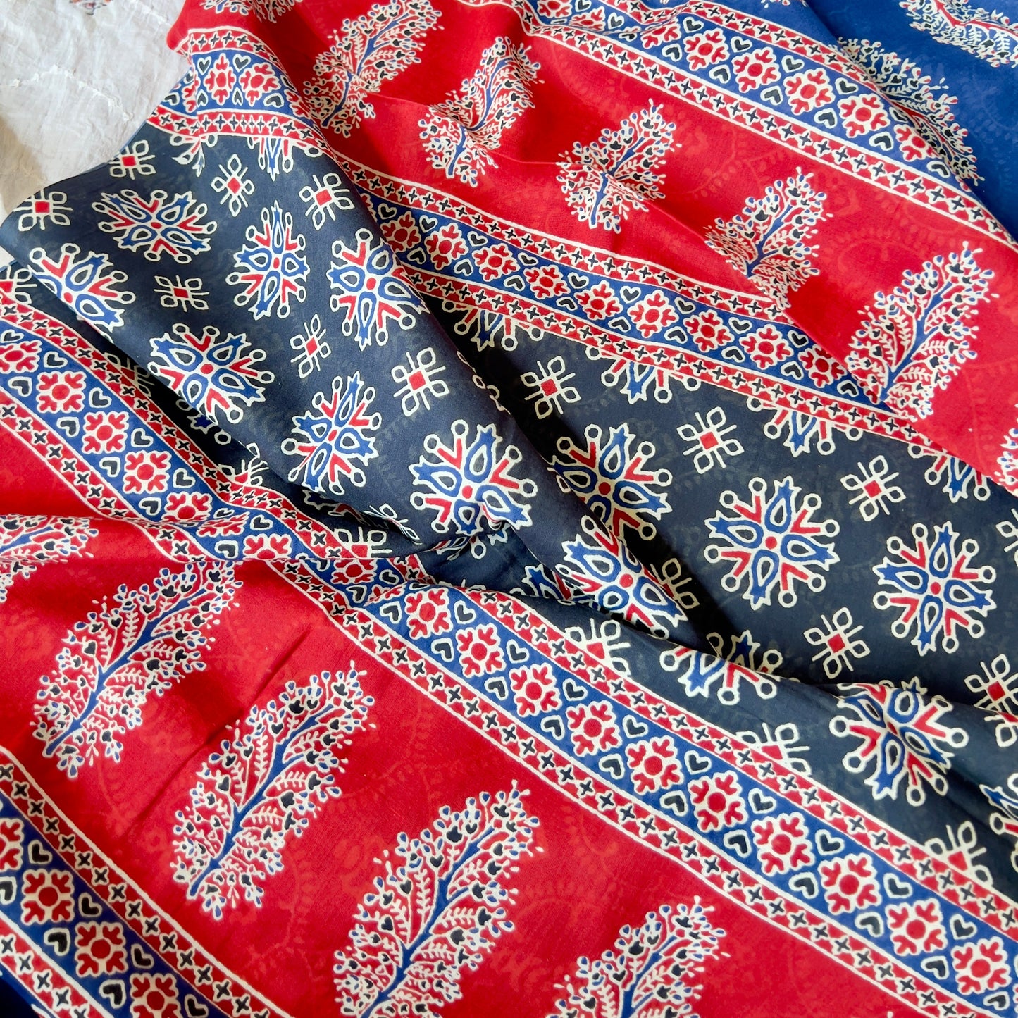 Blue Mul Cotton Workwear Saree
