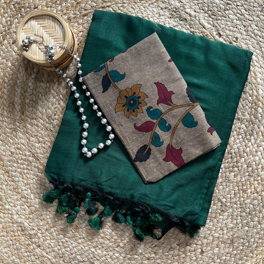 Green plain mul cotton