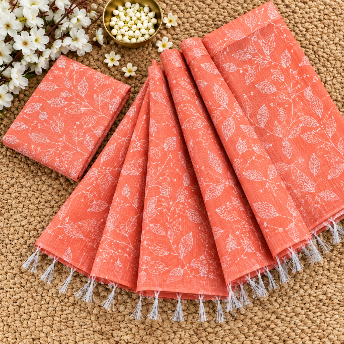 Peach Kota Doria Saree