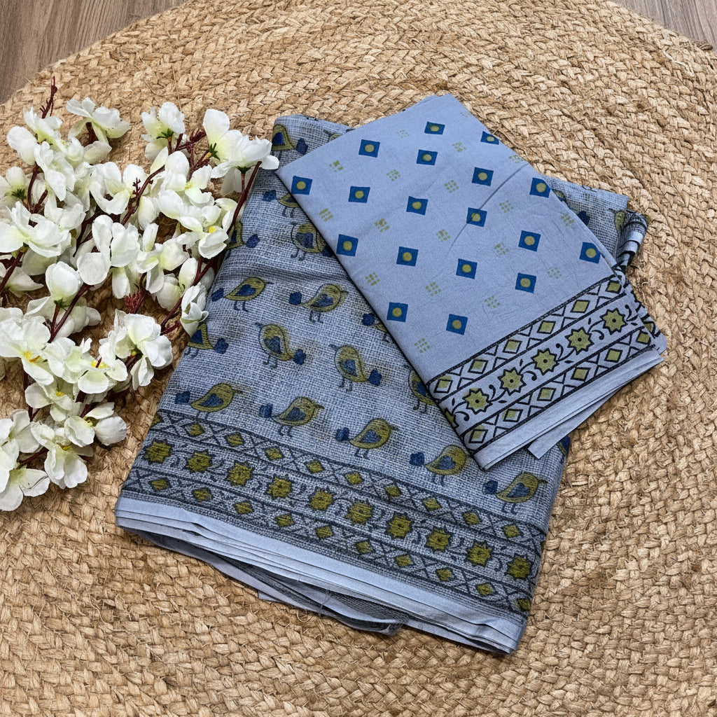 Grey Kota Doria Workwear Saree