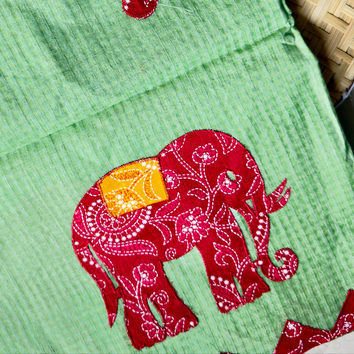 Kota Saree with Elephant Patchwork Applique