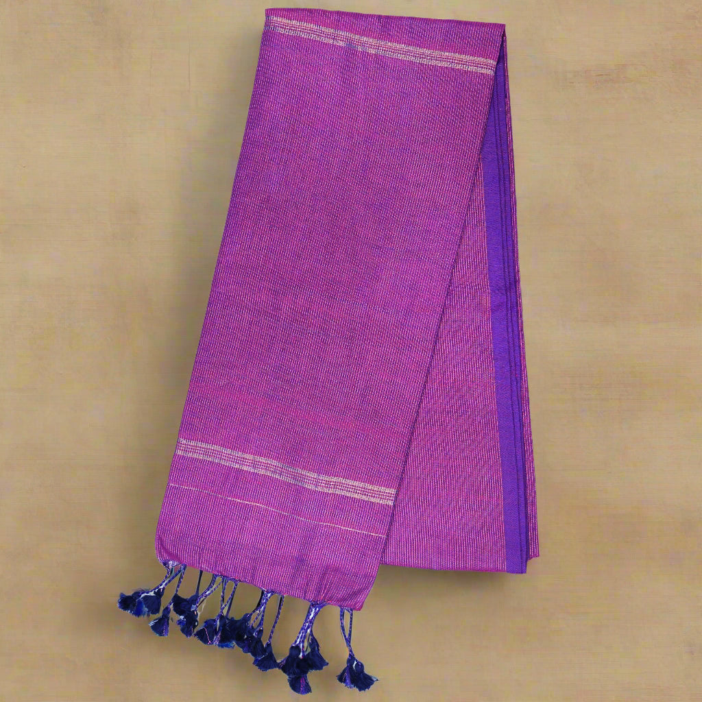 Purple zari mul khadi cotton