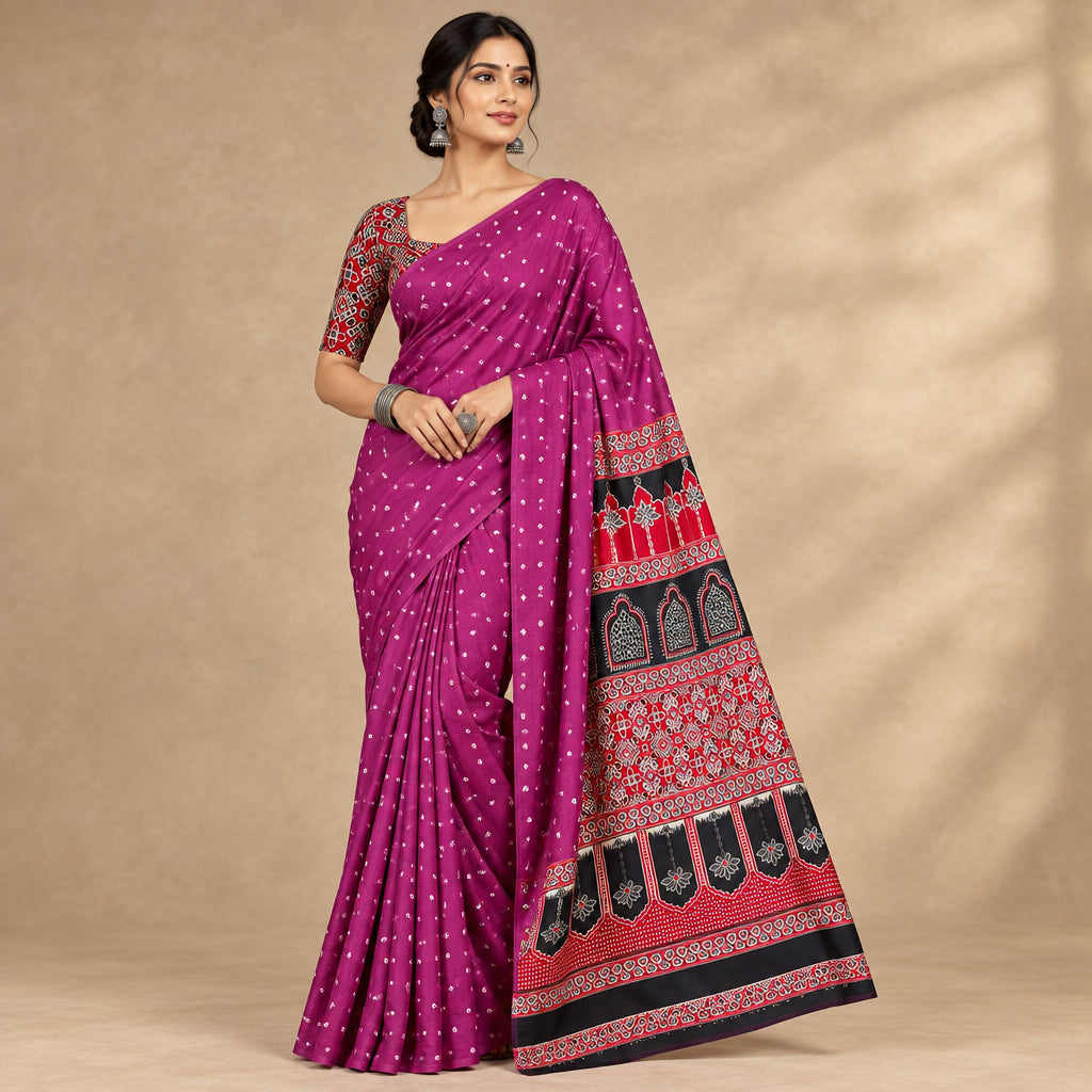 Magenta pink badhani saree