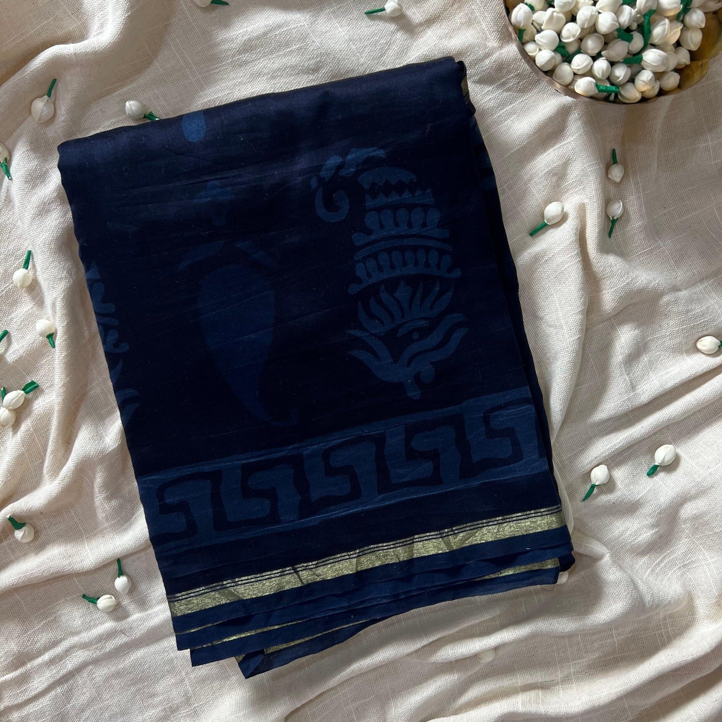 Indigo chanderi