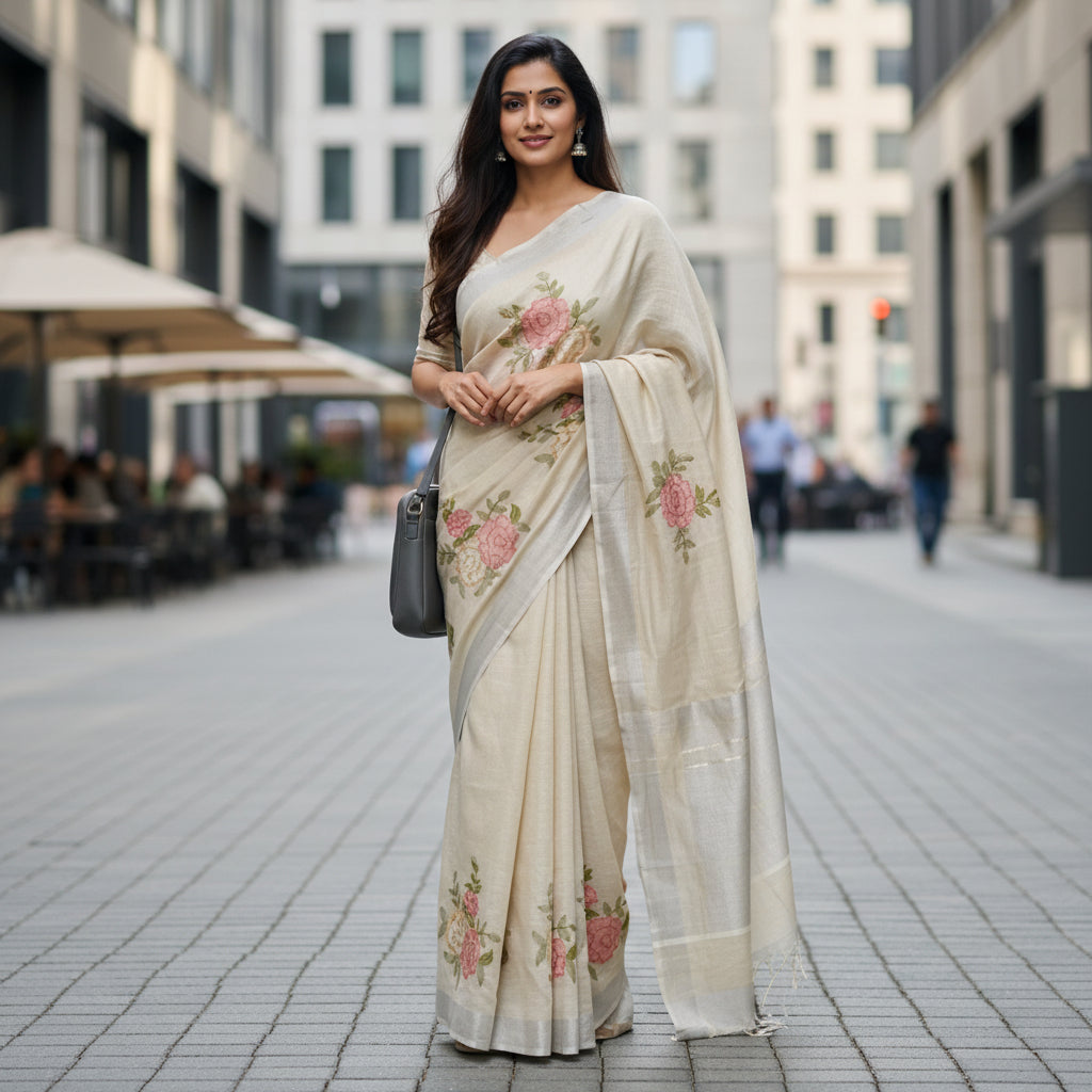 Off-white Linen floral