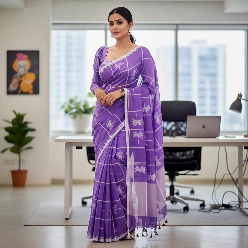 Purple khadi cotton