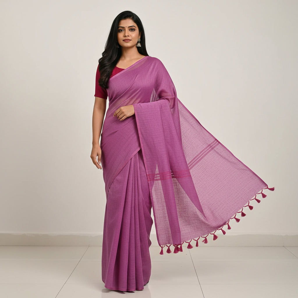 Lilac Soft Mul Cotton Saree