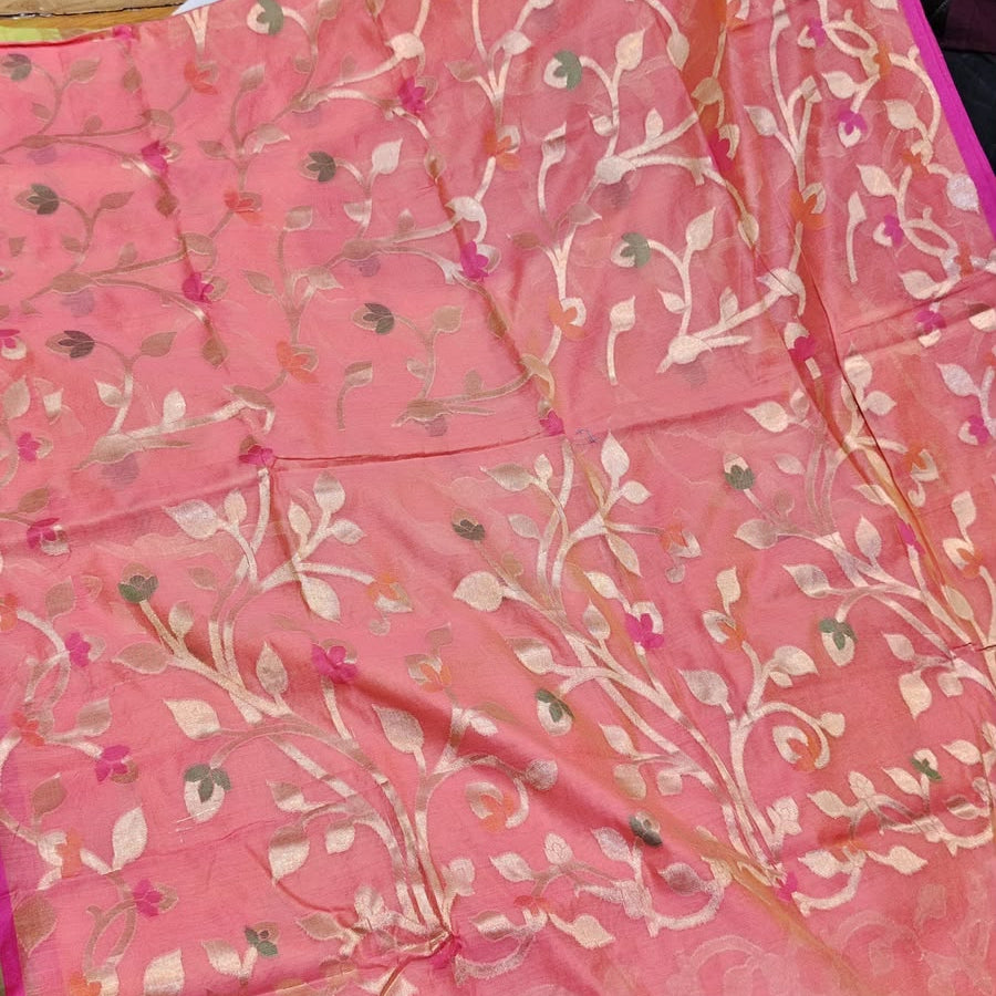 Peach Tissue Jamdani Saree