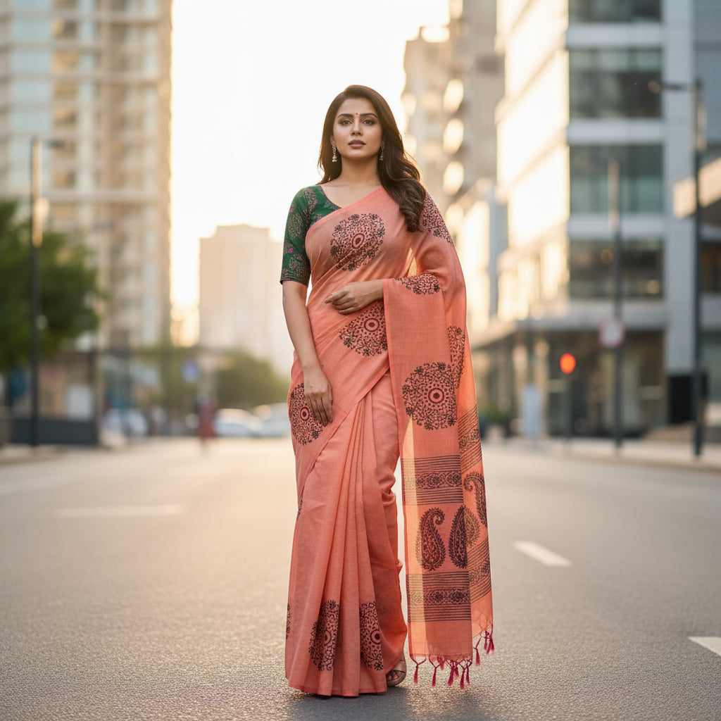 Peach printed cotton