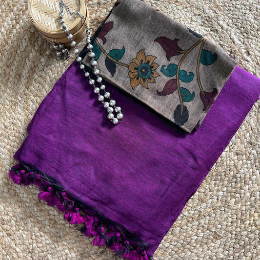 Magenta plain mul cotton