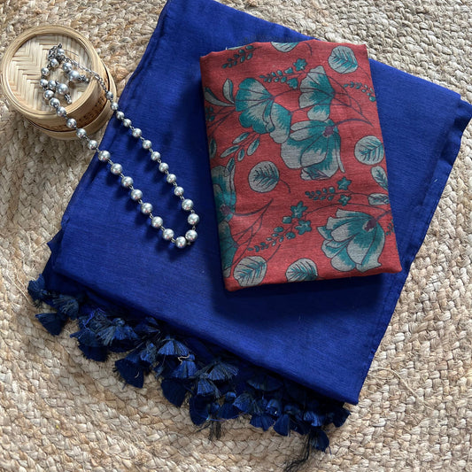 Blue plain mul cotton