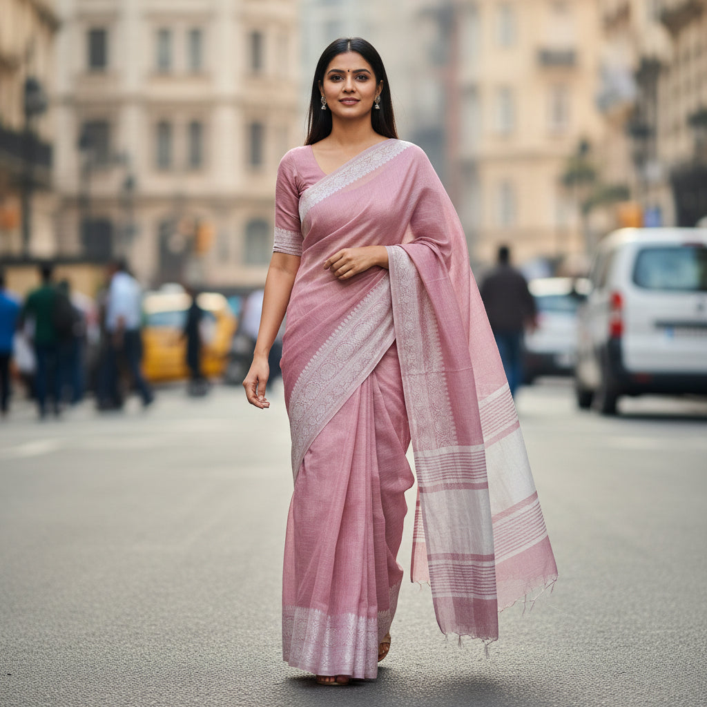 Pink khadi cotton