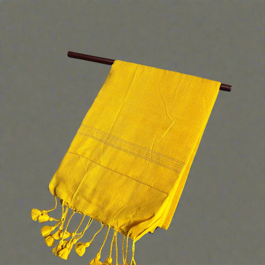 Yellow zari mul khadi cotton
