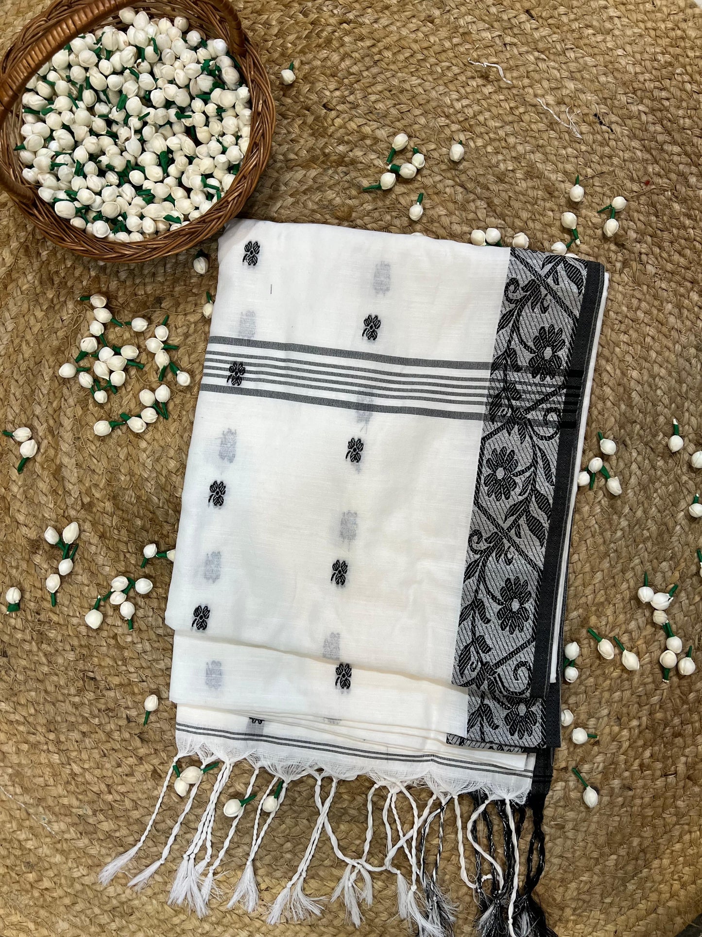 WHITE COTTON SAREE