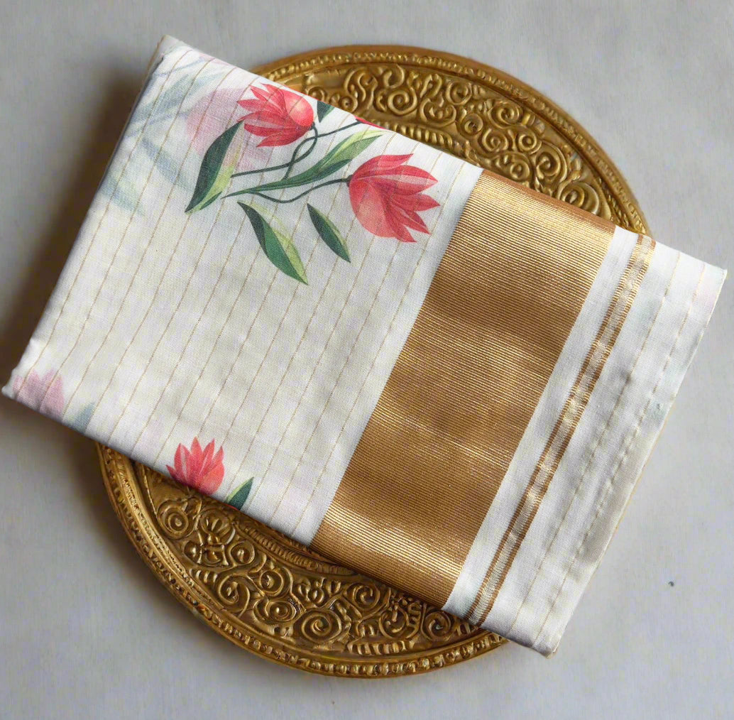 Kasavu floral stripes