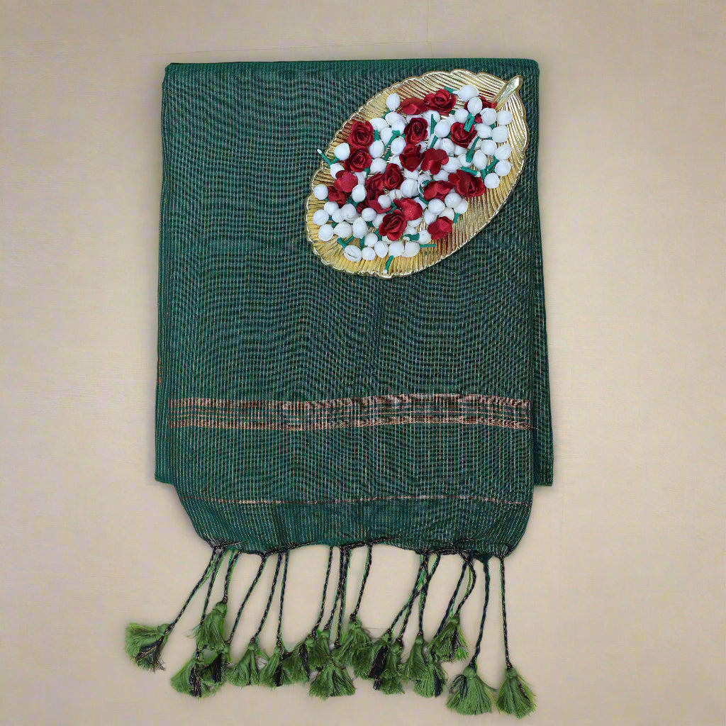 Green zari mul khadi cotton