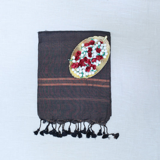 Brown zari mul khadi cotton