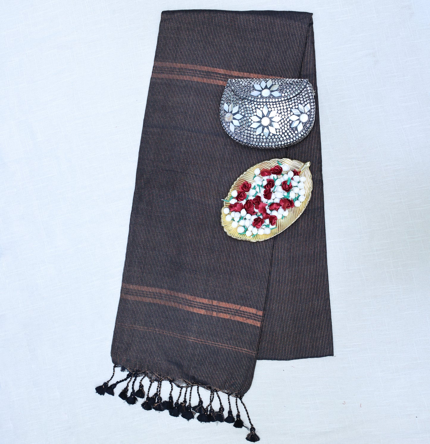 Brown zari mul khadi cotton