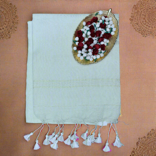 white zari mul khadi cotton