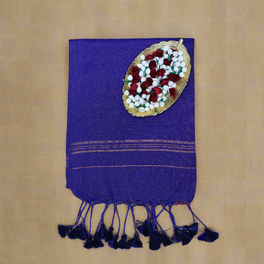 Blue zari mul khadi cotton