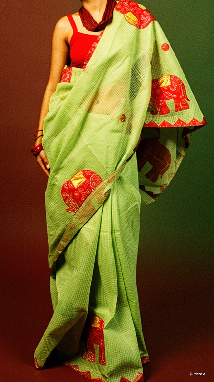 Haathi Loom Applique Saree