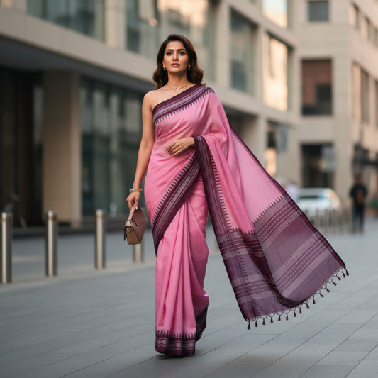 Pink cotton temple border