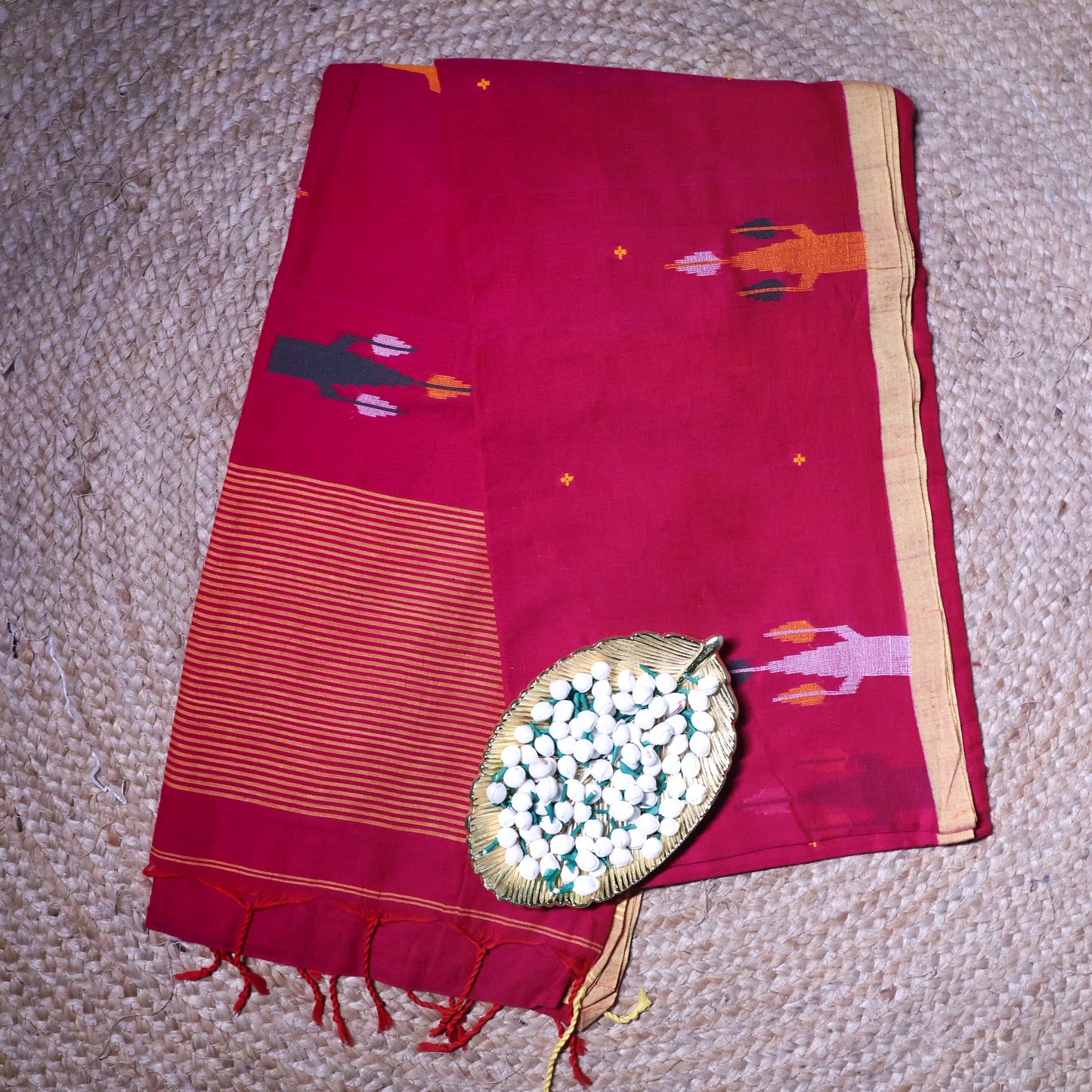 Pink Dhonekhali Cotton Workwear Saree