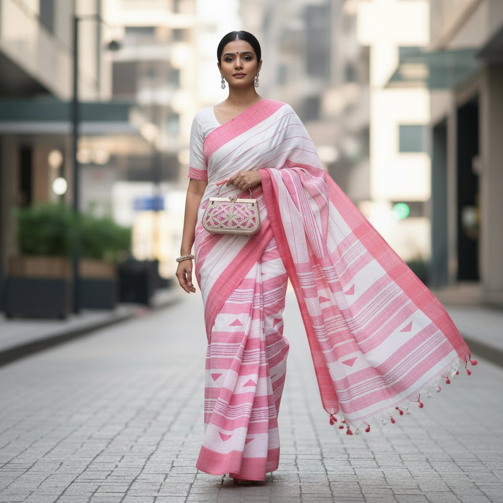 White & pink kantha