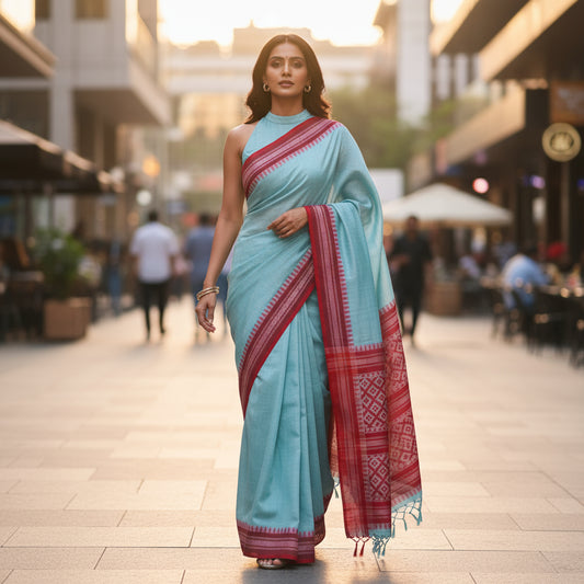 Blue cotton temple border