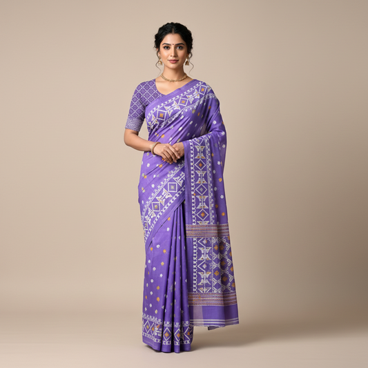 Purple Dhakai Jamdani Saree
