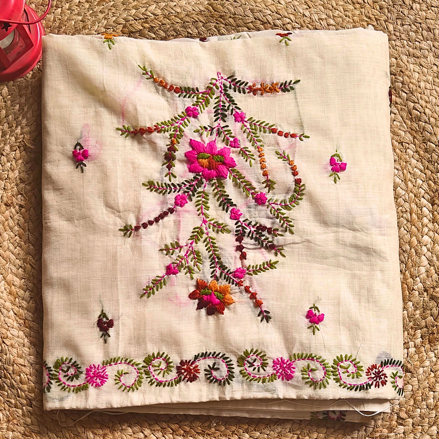 Ivory Jute Tussar Saree