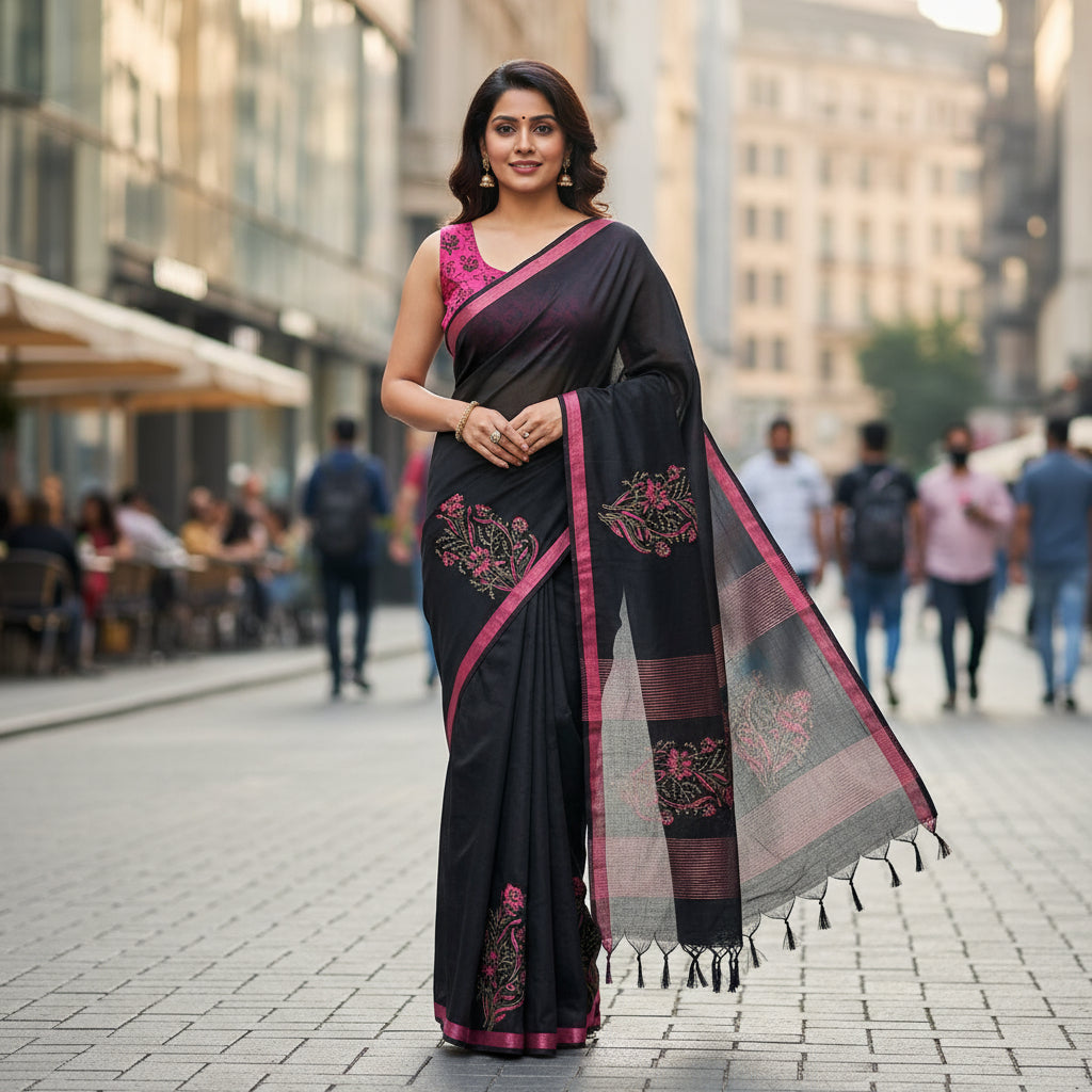 Black printed cotton