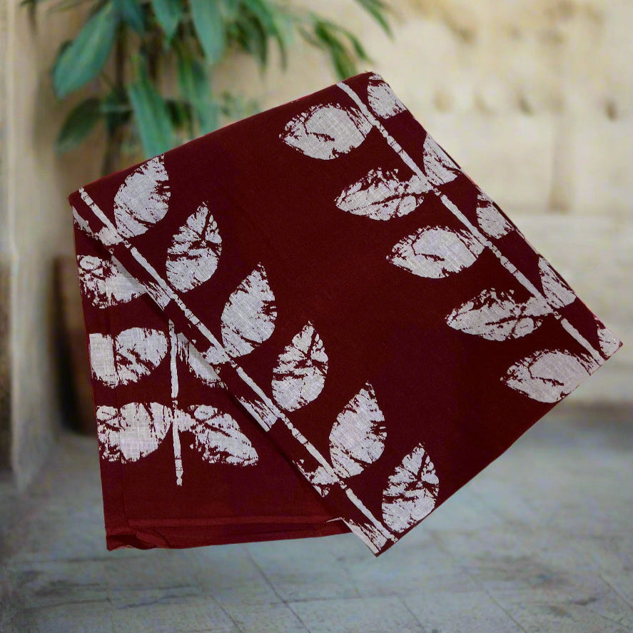 Maroon Mul Cotton Workwear Saree