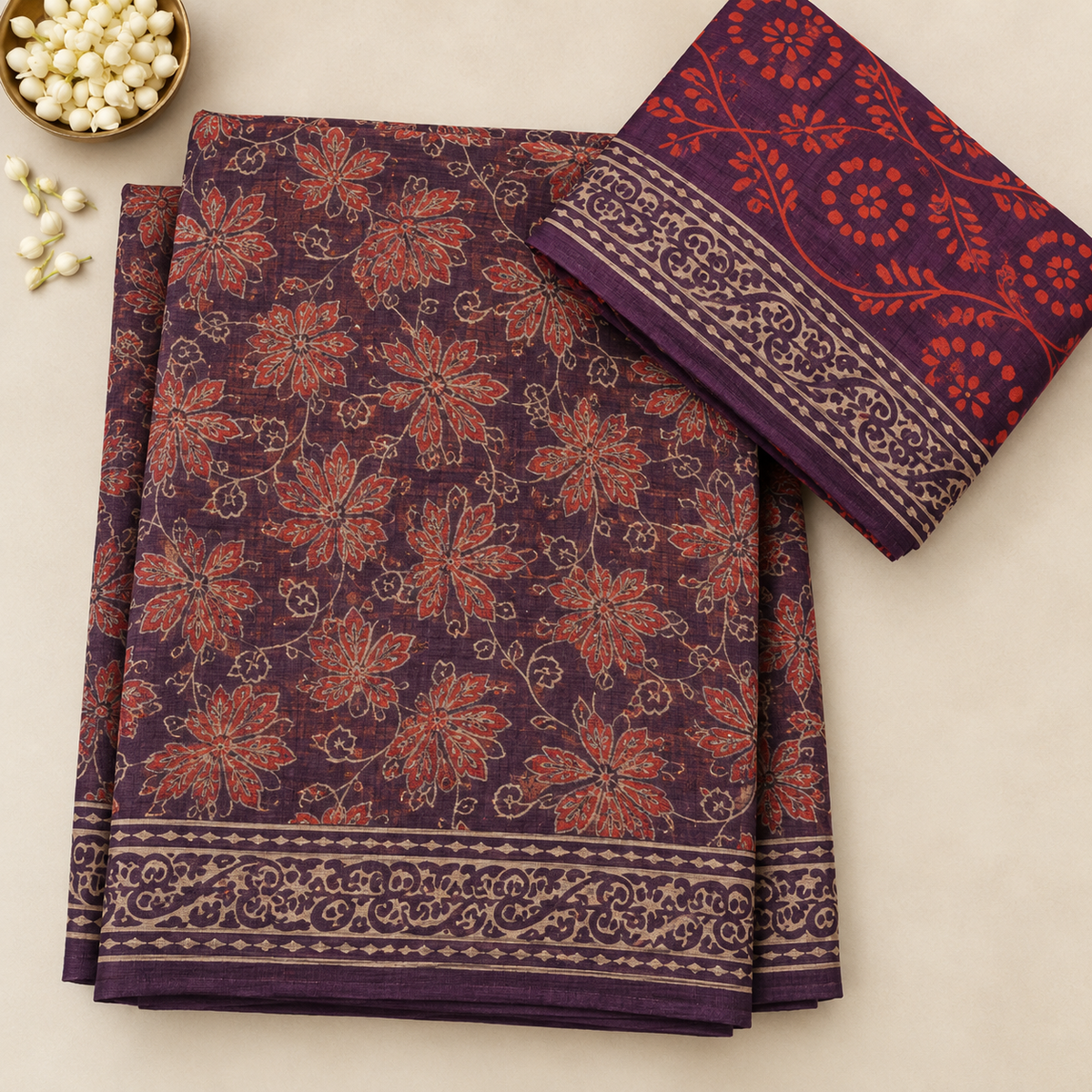 plum kota doria saree