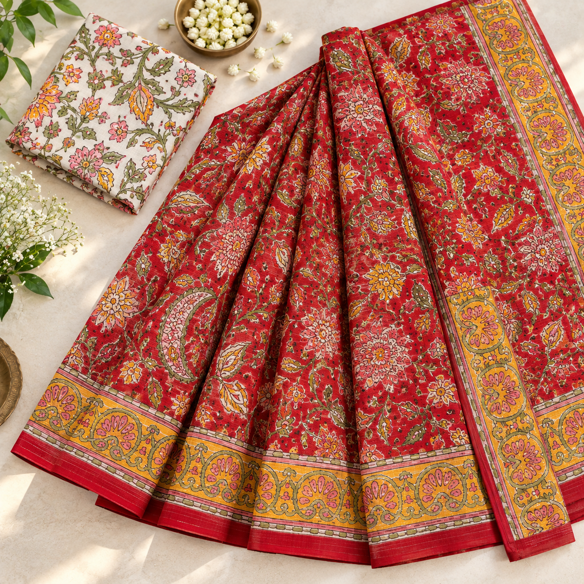 red kota doria saree
