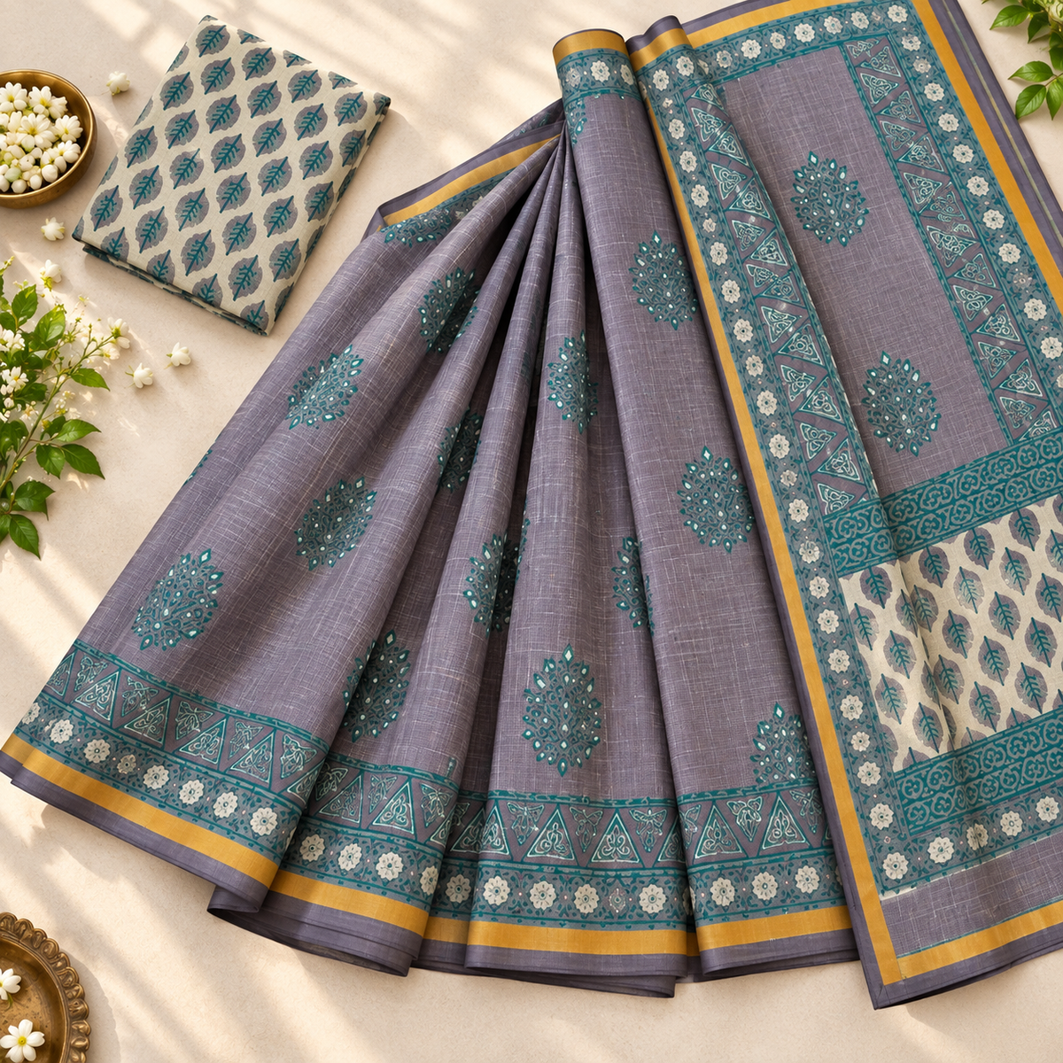 lavender kota doria saree