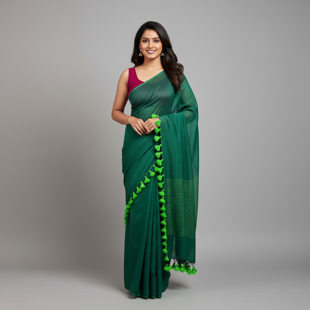 Green Soft Mul Cotton Saree