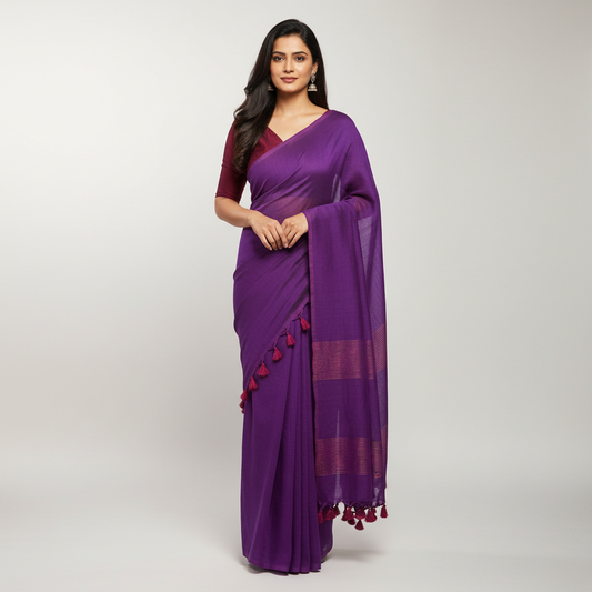 Purple Soft Mul Cotton Saree