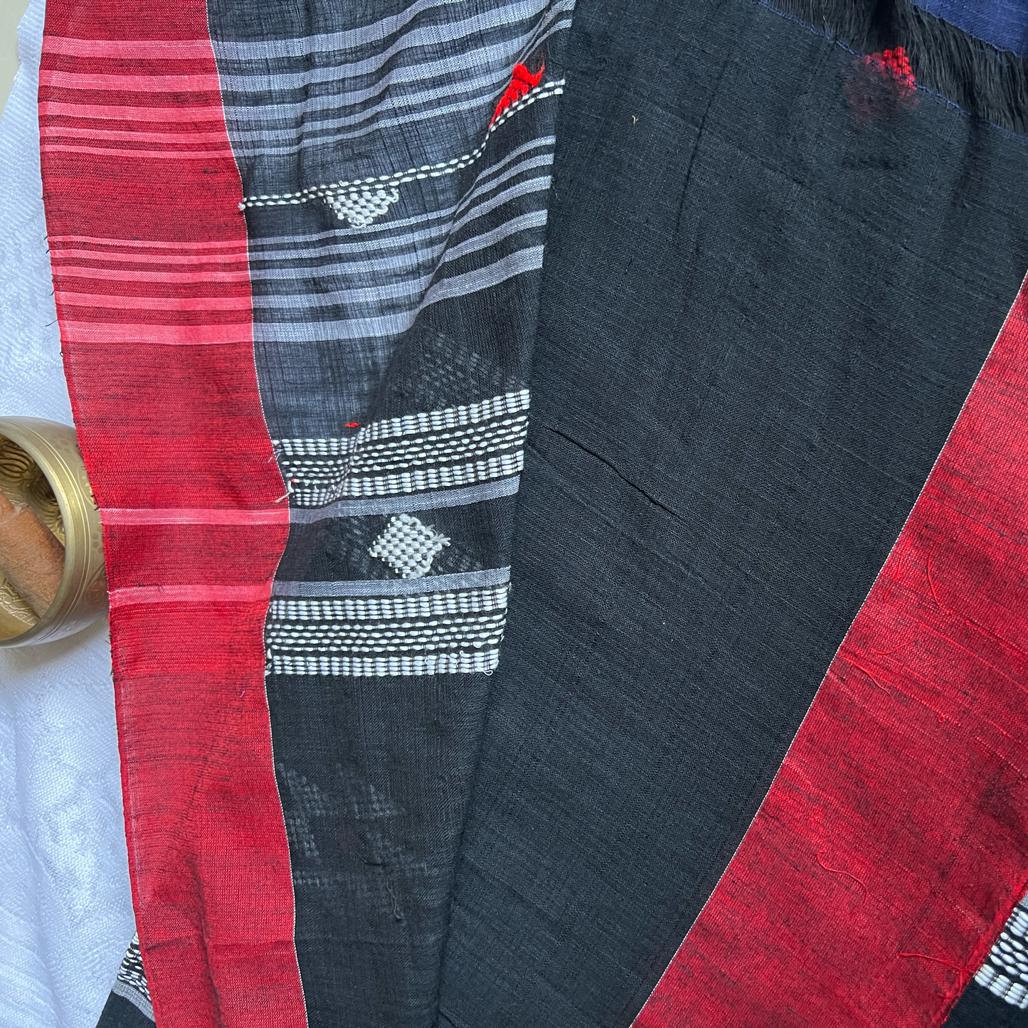 Black Dhonekhali Cotton Workwear Saree