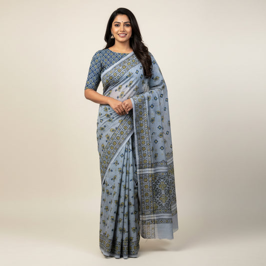 Grey Kota Doria Workwear Saree