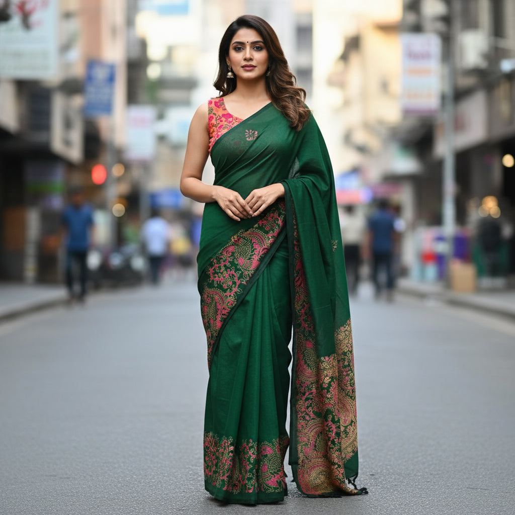 Green printed cotton