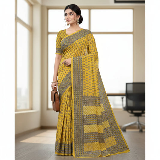 Yellow printed cotton