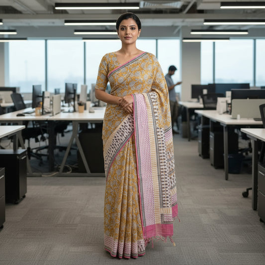 Yellow printed cotton