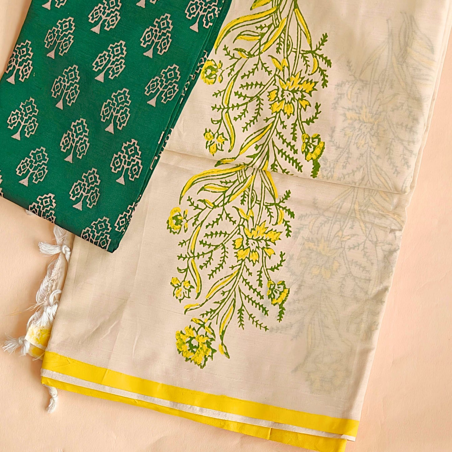 OFF WHITE COTTON SILK SAREE