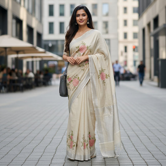 Off-white Linen floral