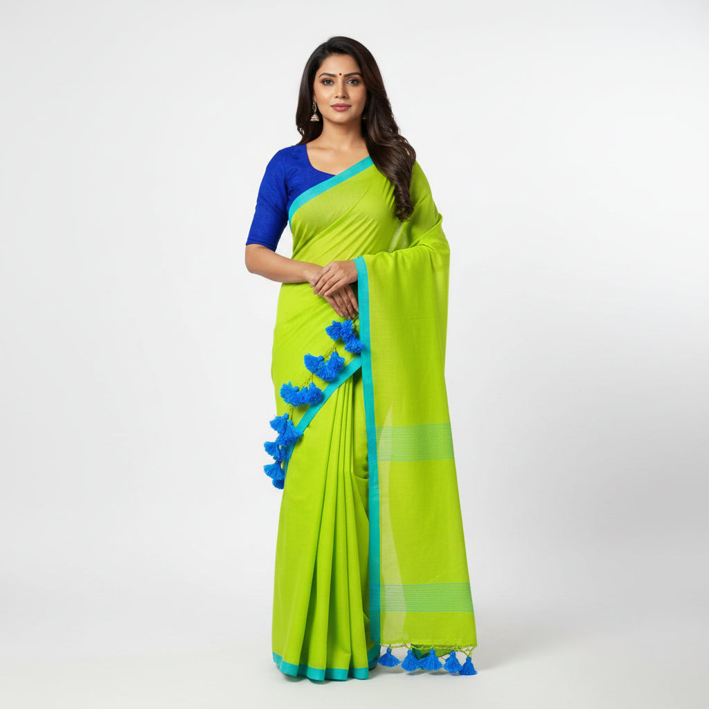 Green Soft Mul Cotton Saree