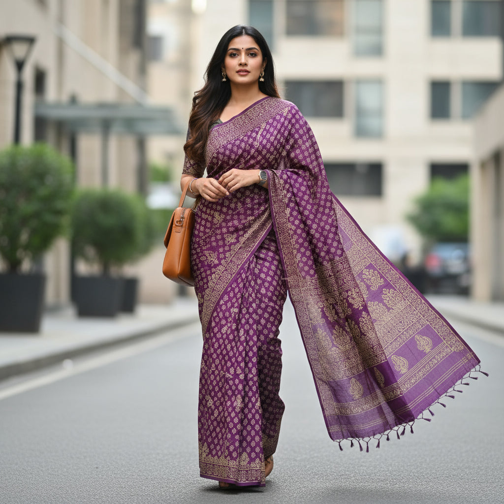 Purple floral cotton