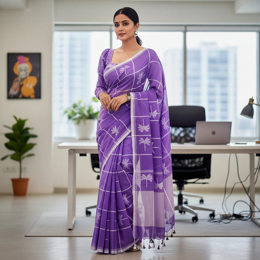 Purple khadi cotton